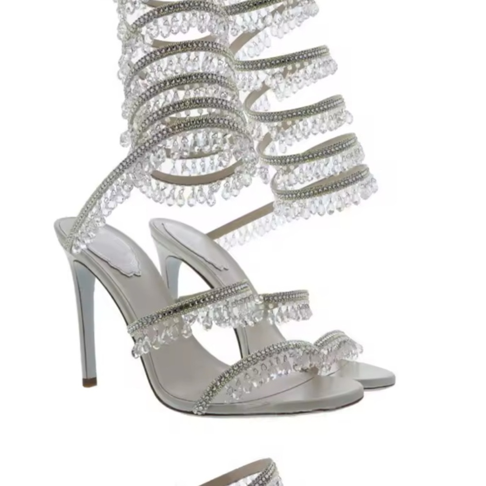 Elegant Silver Strappy Heels
